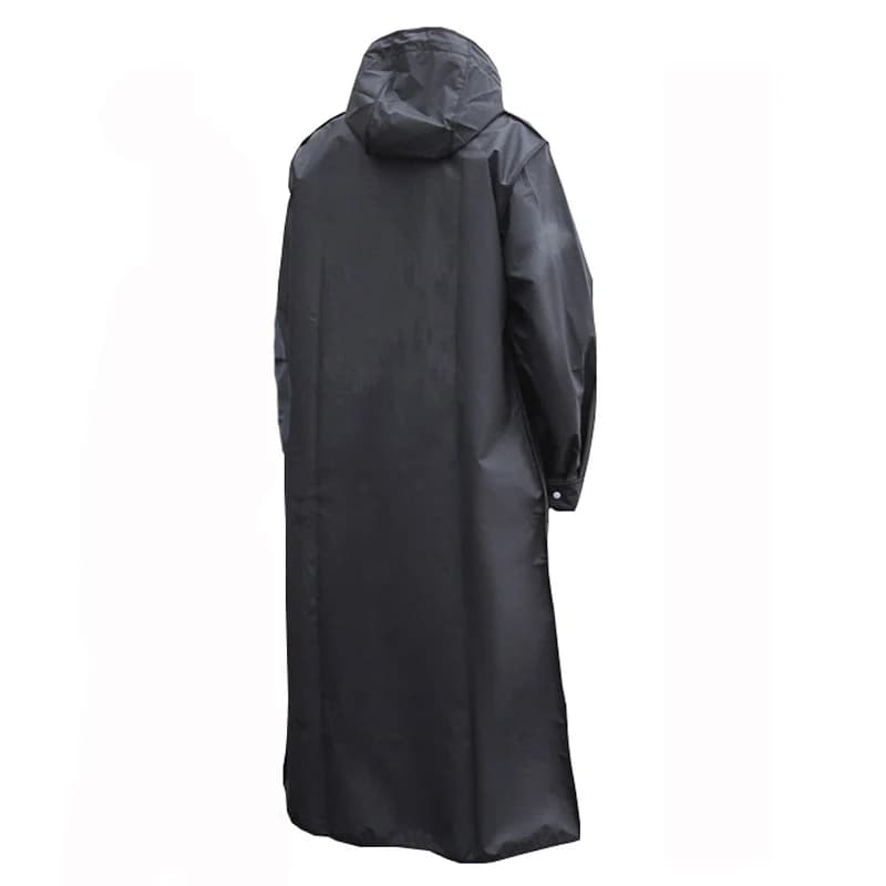 Imperméable long et noir à capuche à la mode pour femme ou homme adulte,manteau de pluie épais et ré