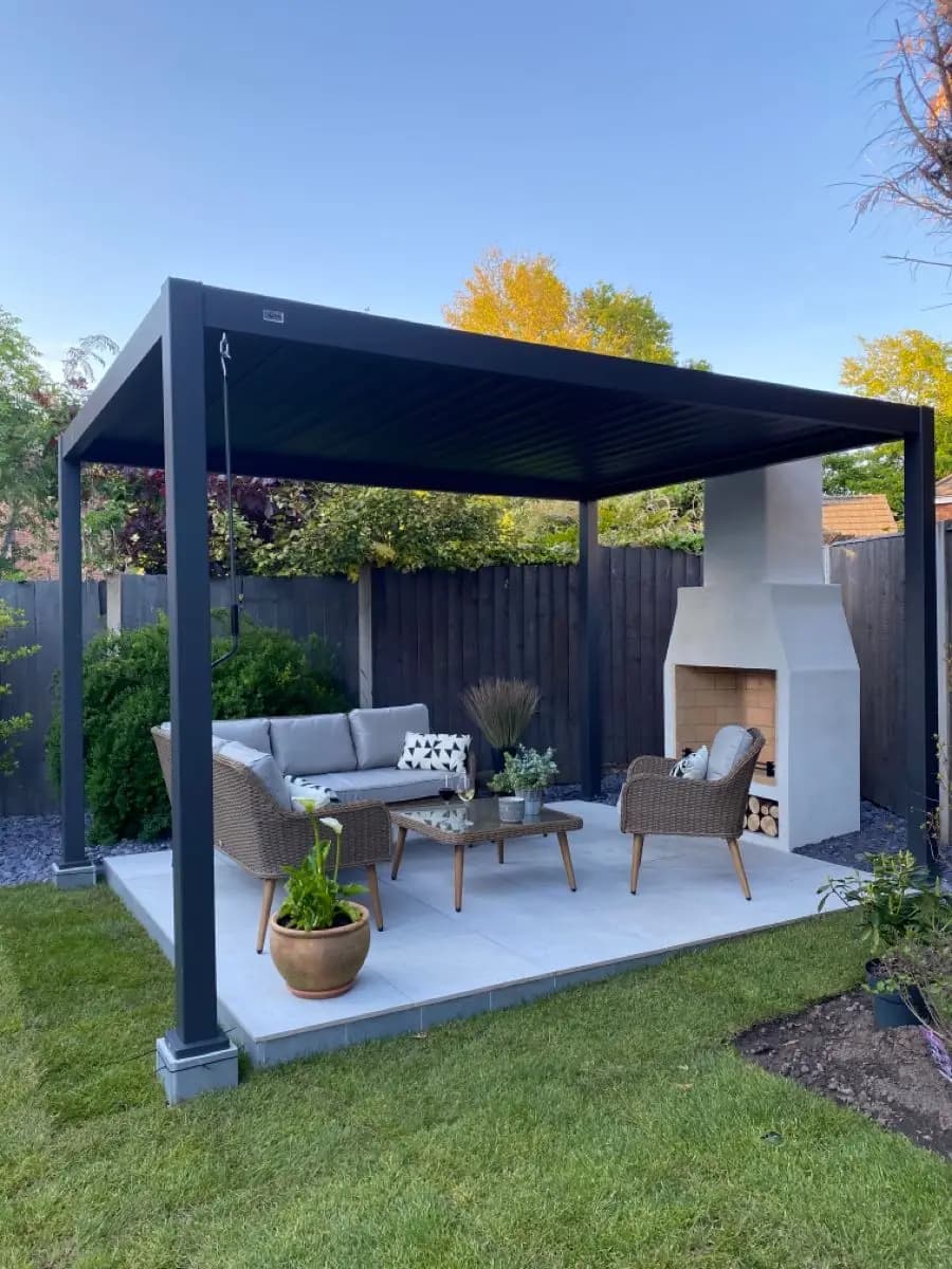Gazebo motorisé étanche Bioclimatica 3x4, Pergola de toit à persiennes de luxe en aluminium, mobilie