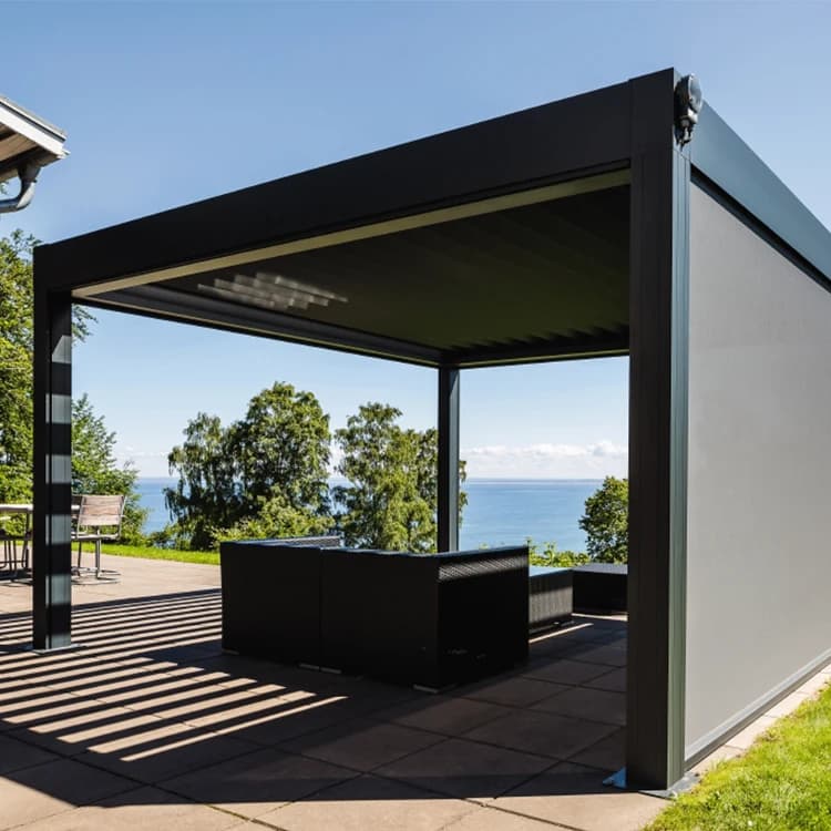 Pergola et gazébo modernes d'extérieur en aluminium à vendre bioclimatique étanche électrique