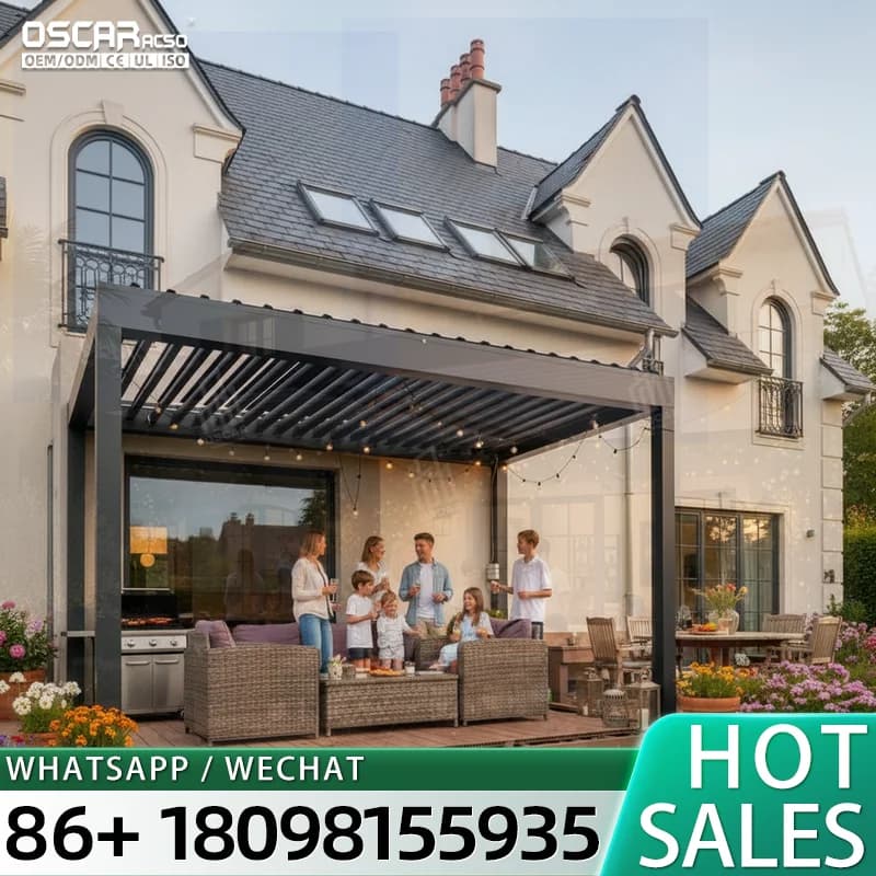 Toit en aluminium à persiennes personnalisé pour terrasse extérieure, jardin et pergola