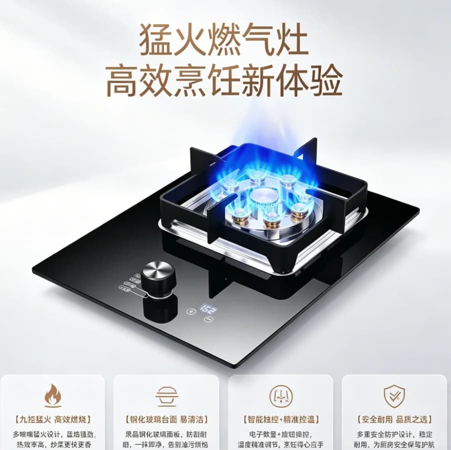 Cuisinière à gaz Haotaitai, brûleur unique, haute puissance, pour usage domestique, table, GPL, gaz naturel, nouvelle, entièrement en cuivre LYH
