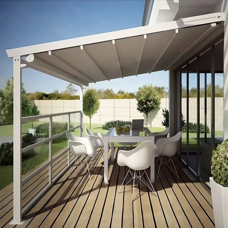 Offre Limitée - Auvent Rétractable Motorisé en Aluminium - Pergola Extérieure - Terrasse - Jardin - Protection Contre le Soleil - Capteur de Vent et de Pluie - Prêt à l'emploi