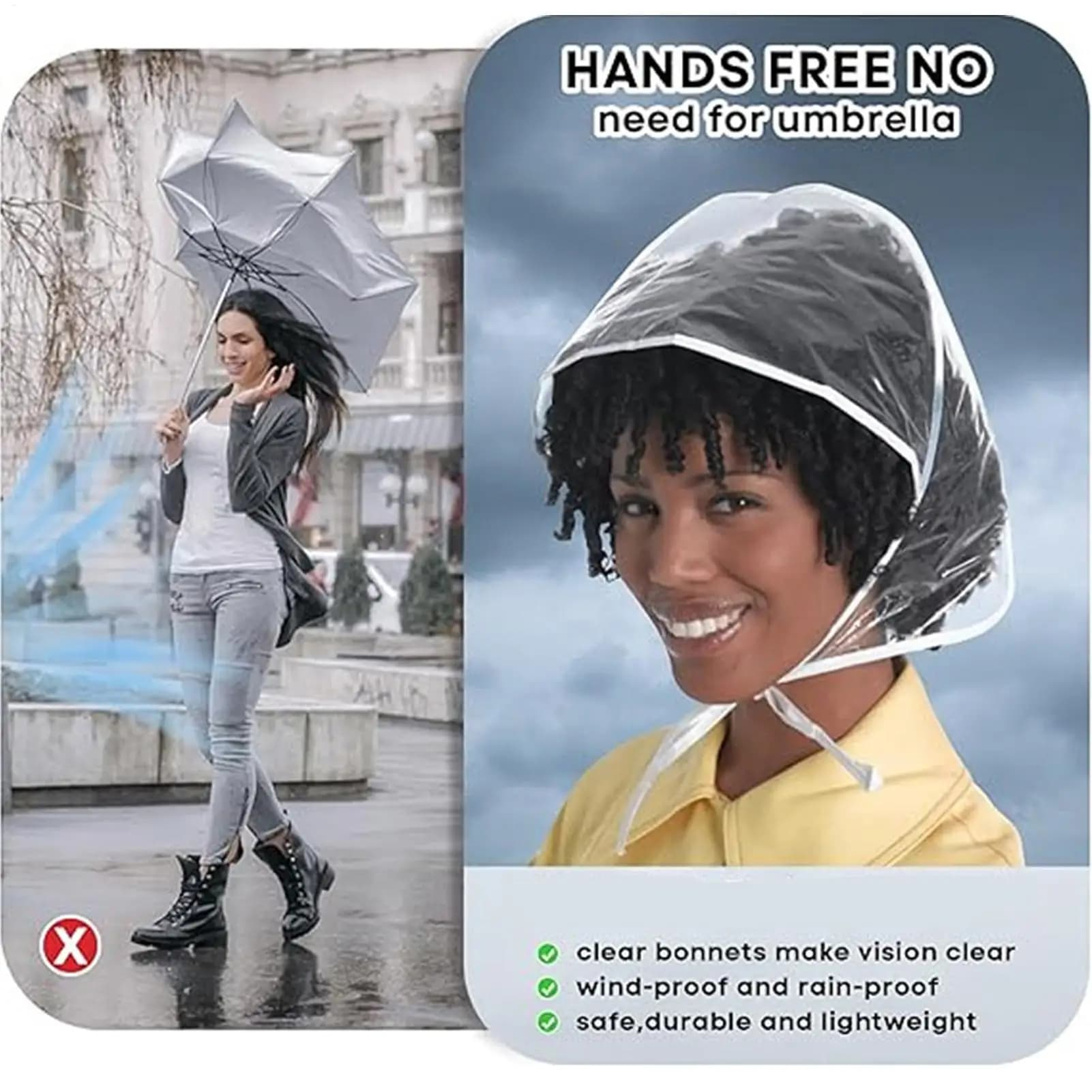 Chapeau de pluie réutilisable transparent avec visière, imperméable, pour femme, petite amie, mère, voyage