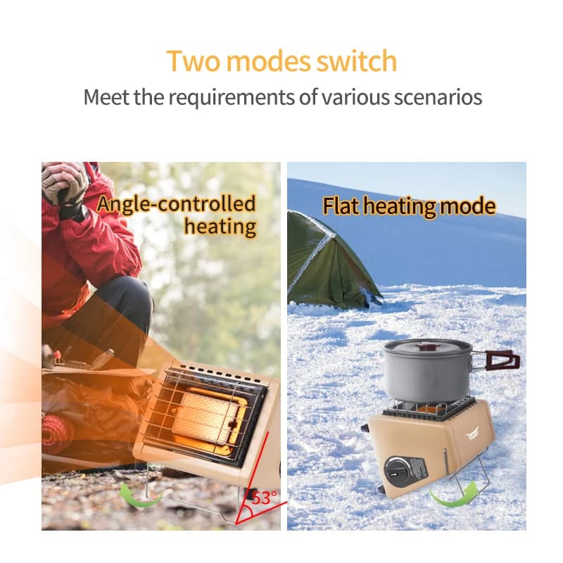 Chauffage de tente portable BRS-H23 1500W, chauffage extérieur au butane avec vanne de contrôle, chauffage infrarouge pour terrasse, camping et hiver
