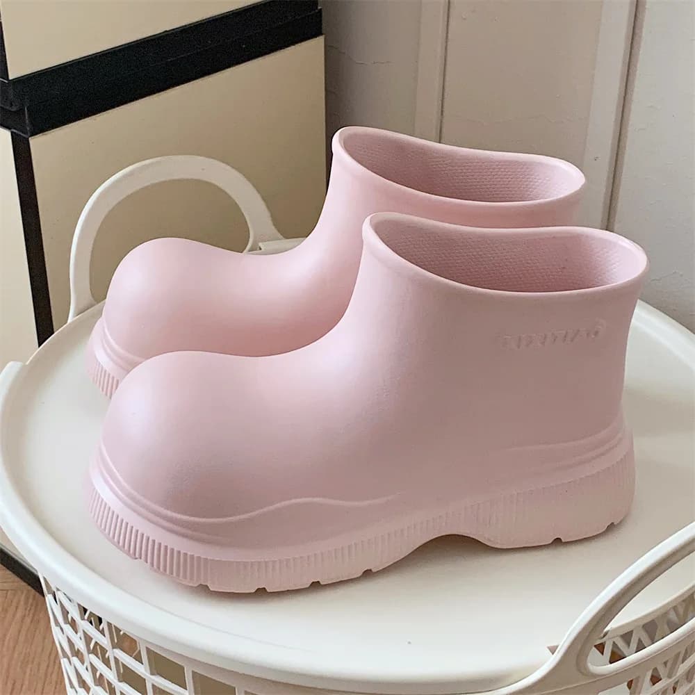 Bottes de pluie jaunes de haute qualité pour femme, style coréen, à bout large, imperméables, type galoches, bottes de pluie amples à la cheville