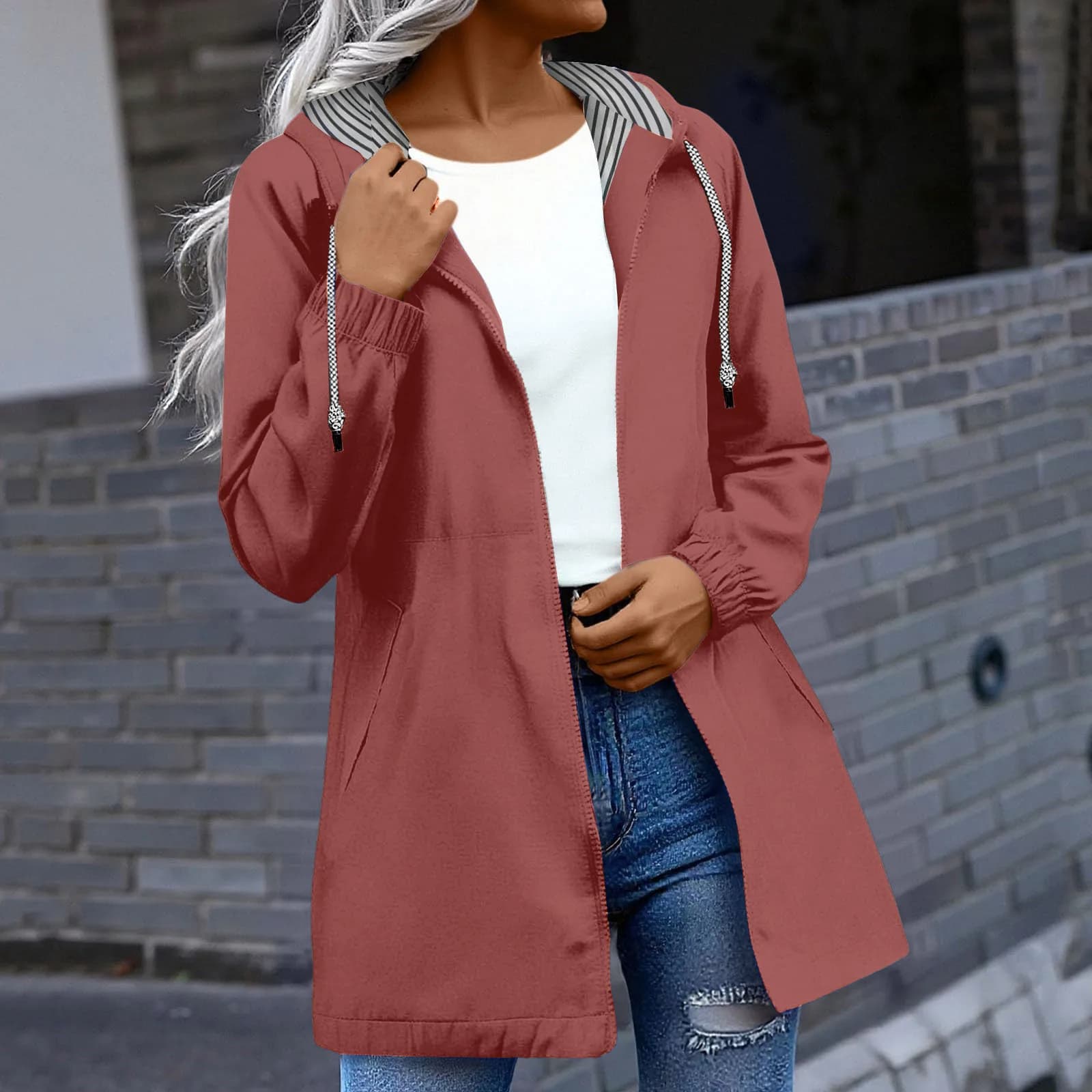 Veste de pluie respirante pour femme, coupe-vent léger, veste d'été, veste de randonnée en plein air, coupe-vent fin, vêtements d'été pour femme