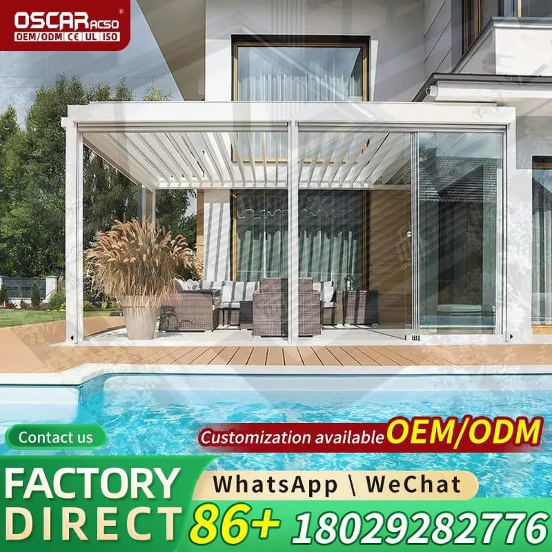 Pergola lamelle à persiennes en porte-à-faux automatisée en aluminium 20X14