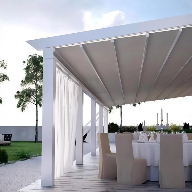 Offre Limitée - Auvent Rétractable Motorisé en Aluminium - Pergola Extérieure - Terrasse - Jardin - Protection Contre le Soleil - Capteur de Vent et de Pluie - Prêt à l'emploi