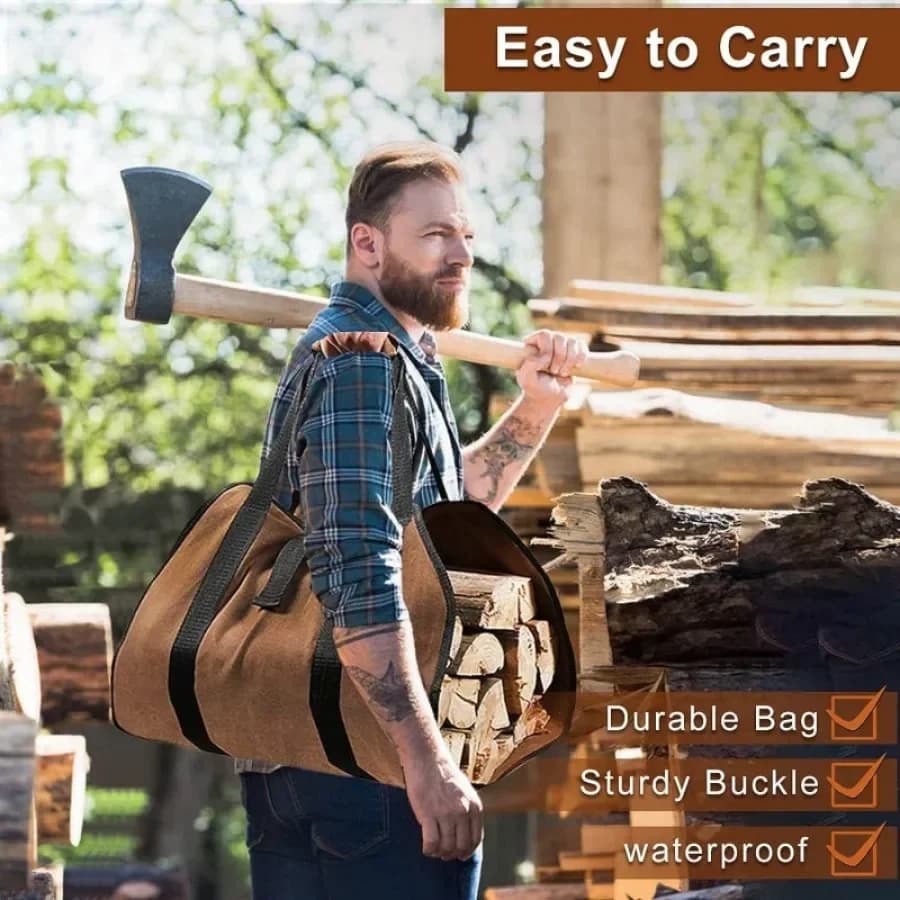Sac fourre-tout en toile pour bois de chauffage, sac Electrolux, accessoires de poêle de cheminée, grand transport de bois avec foy, camping en plein air