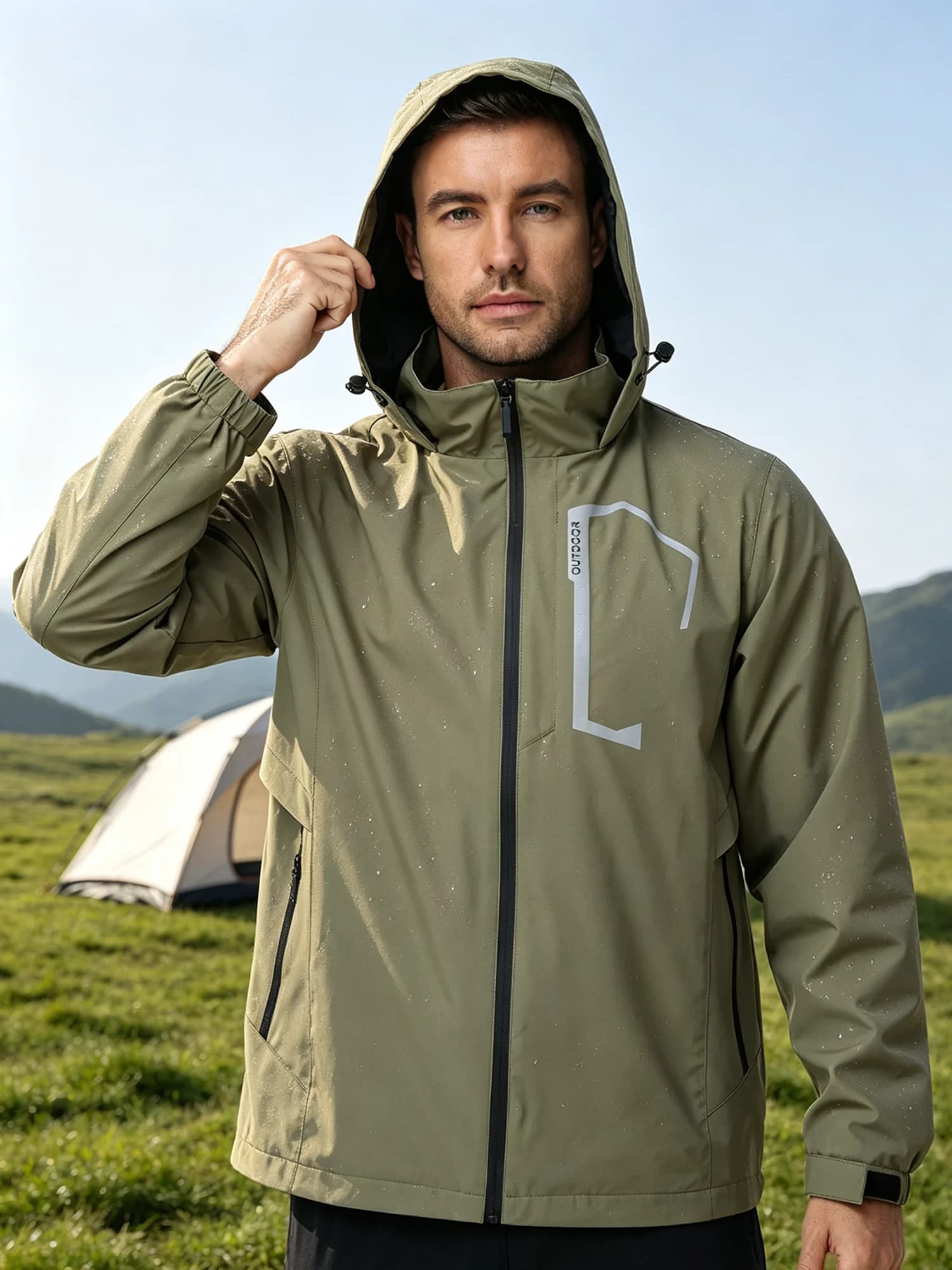 Veste d'été pour homme, imperméable, coupe-vent, fine, avec plusieurs poches pour le camping, la randonnée, le vélo, la pêche