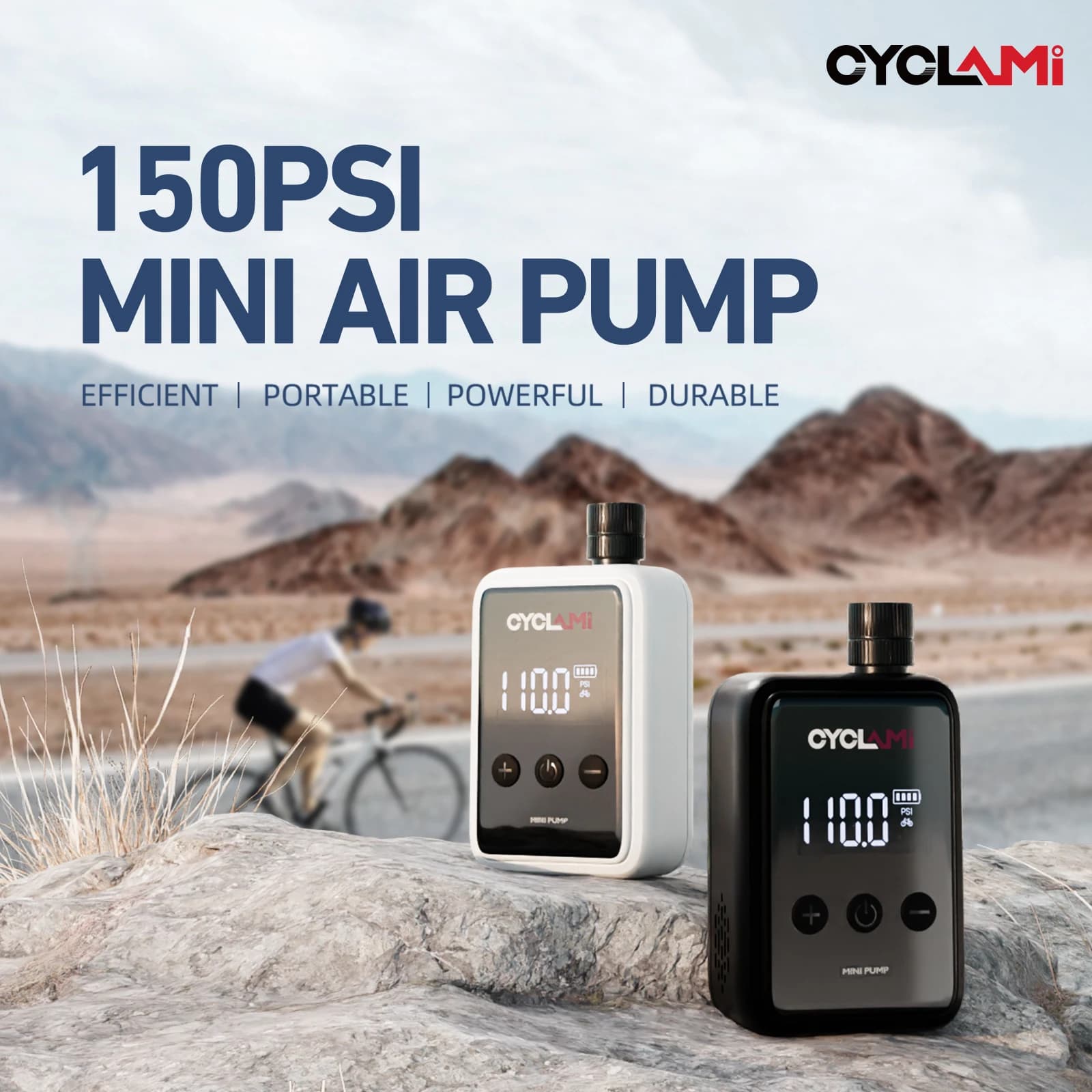 150psi, Pompe à Air électrique Portable pour vélo de poche, Valve Schrader Presta, MINI compresseur rapide et Rechargeable, gonfleur de pneus,  CYCLAMI HW125, Pompe électrique, Pompe à vélo, Pompe à a