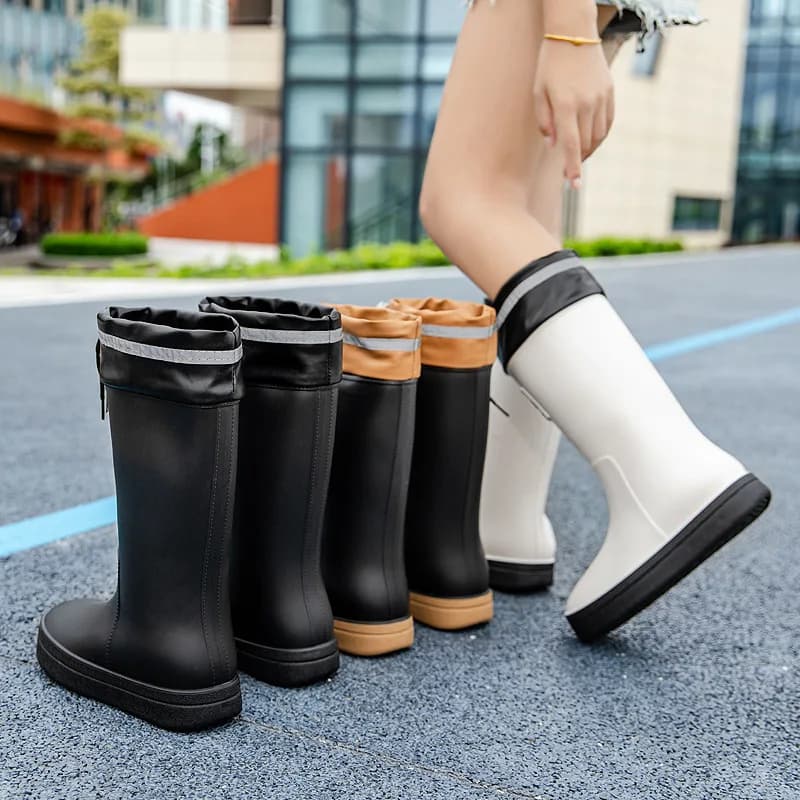Bottes de pluie pour femmes, tendance été, antidérapantes, chaussures de pluie souples, pêche en plein air, hiver, semelle épaisse, chaussures en caoutchouc imperméables