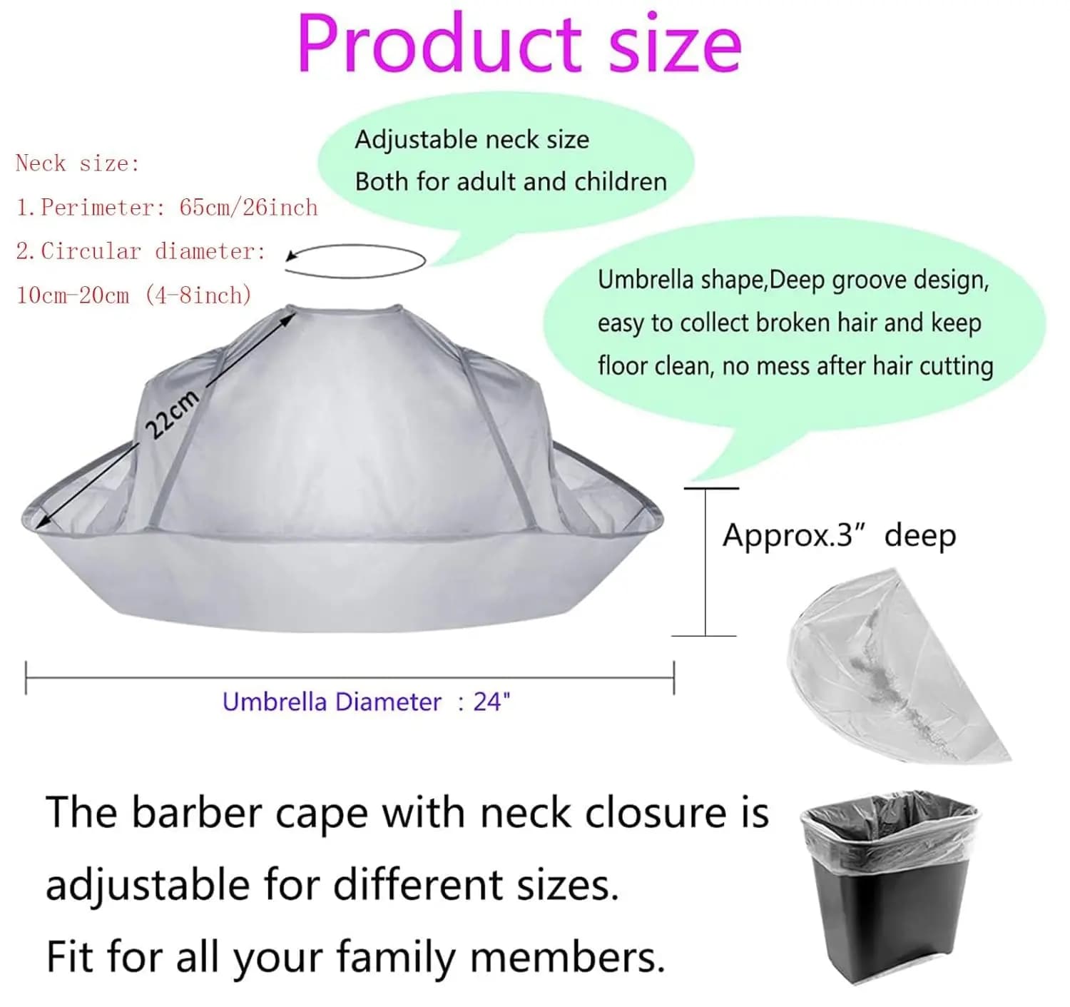 Cape de coupe de cheveux Cape de coupe de cheveux Cape de barbier capteur de cheveux Cape de cheveux outils de coupe de cheveux parapluie Cape de Salon de coiffure