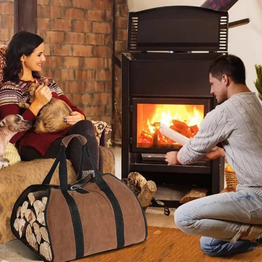 Sac fourre-tout en toile pour bois de chauffage, sac Electrolux, accessoires de poêle de cheminée, grand transport de bois avec foy, camping en plein air