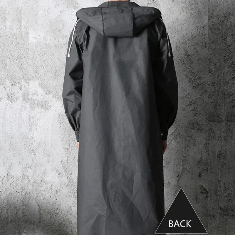Noir mode adulte imperméable Long imperméable femmes hommes manteau de pluie à capuche pour randonnée en plein air voyage pêche escalade épaissi