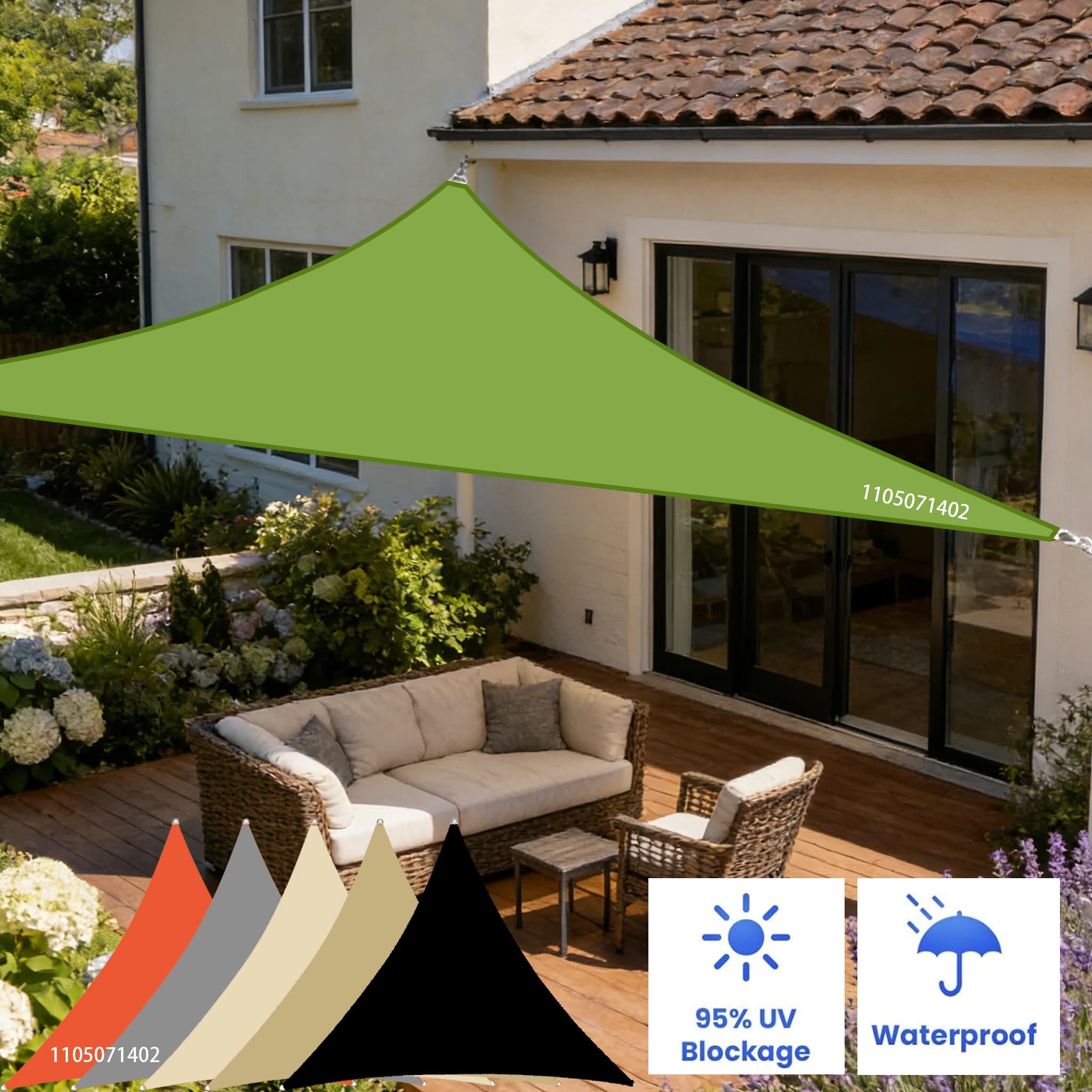 Voile d'ombrage triangulaire imperméable verte