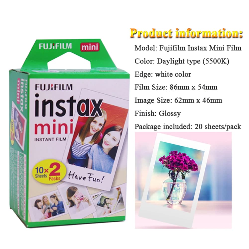 Fujifilm – 10/20 feuilles de papier Photo Instax, mini Film, cadre arc-en-ciel instantané, pour imprimante Photo Mini 11 9 8 7s 70 25 50 90 SP-2