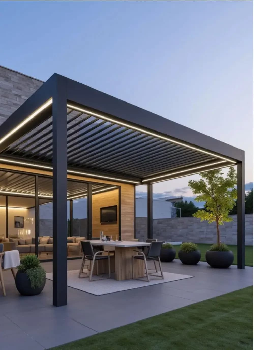 Jardin extérieur Villa toit cour électrique réglable persienne système de Protection solaire Gazebo bioclimatique persiennes en aluminium Pergola