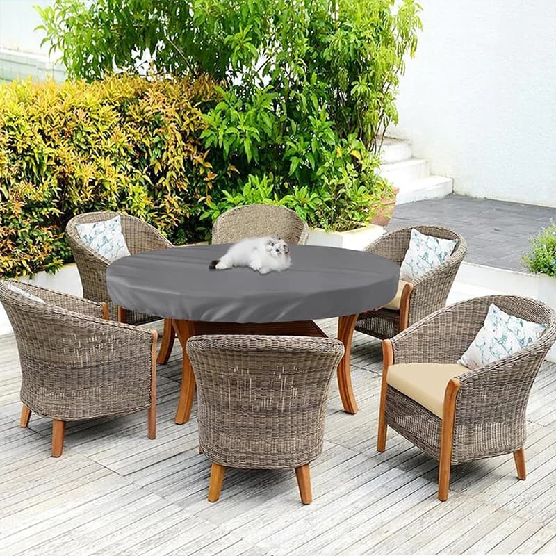 Juste de Protection Imperméable pour Table Ronde et Meubles de Jardin d'Extérieur