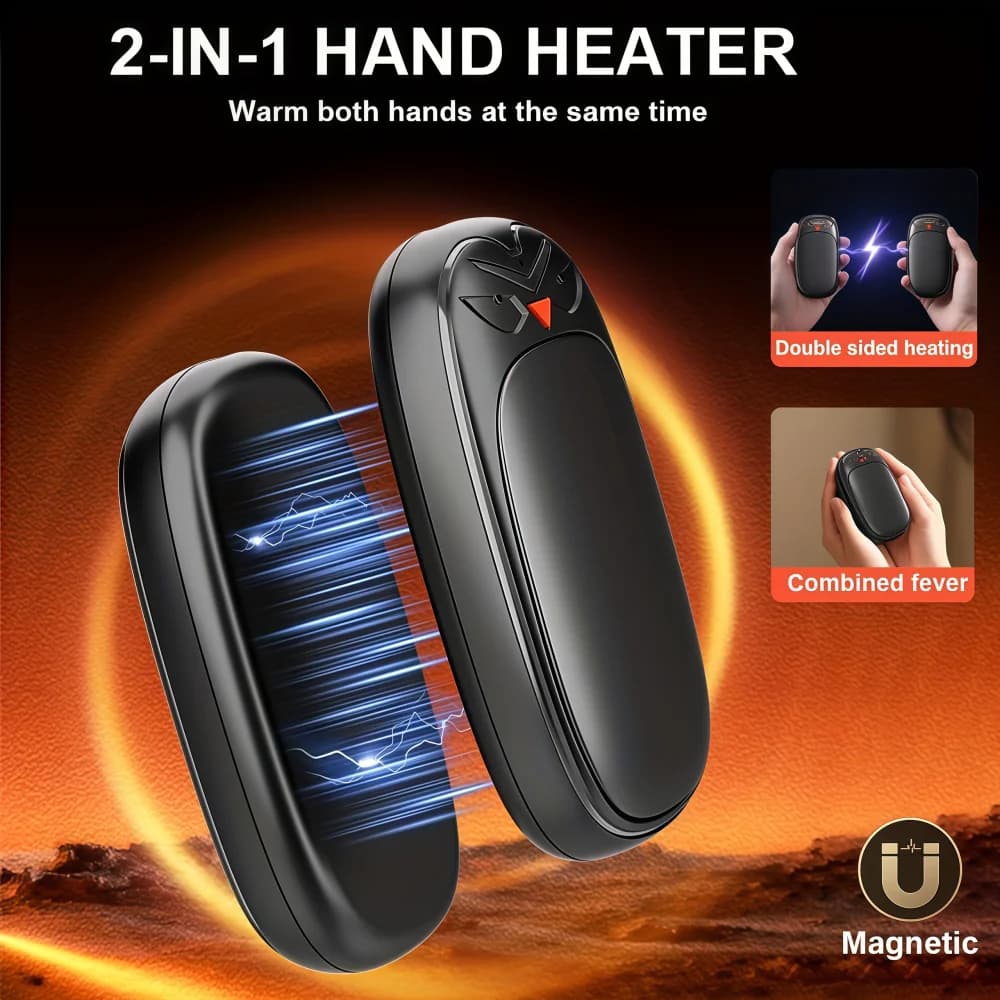 Chauffe-mains électrique 2000mAh x 2, Rechargeable, 2 paquets, chauffe-mains, noël, plein air, chasse, Golf, Camping
