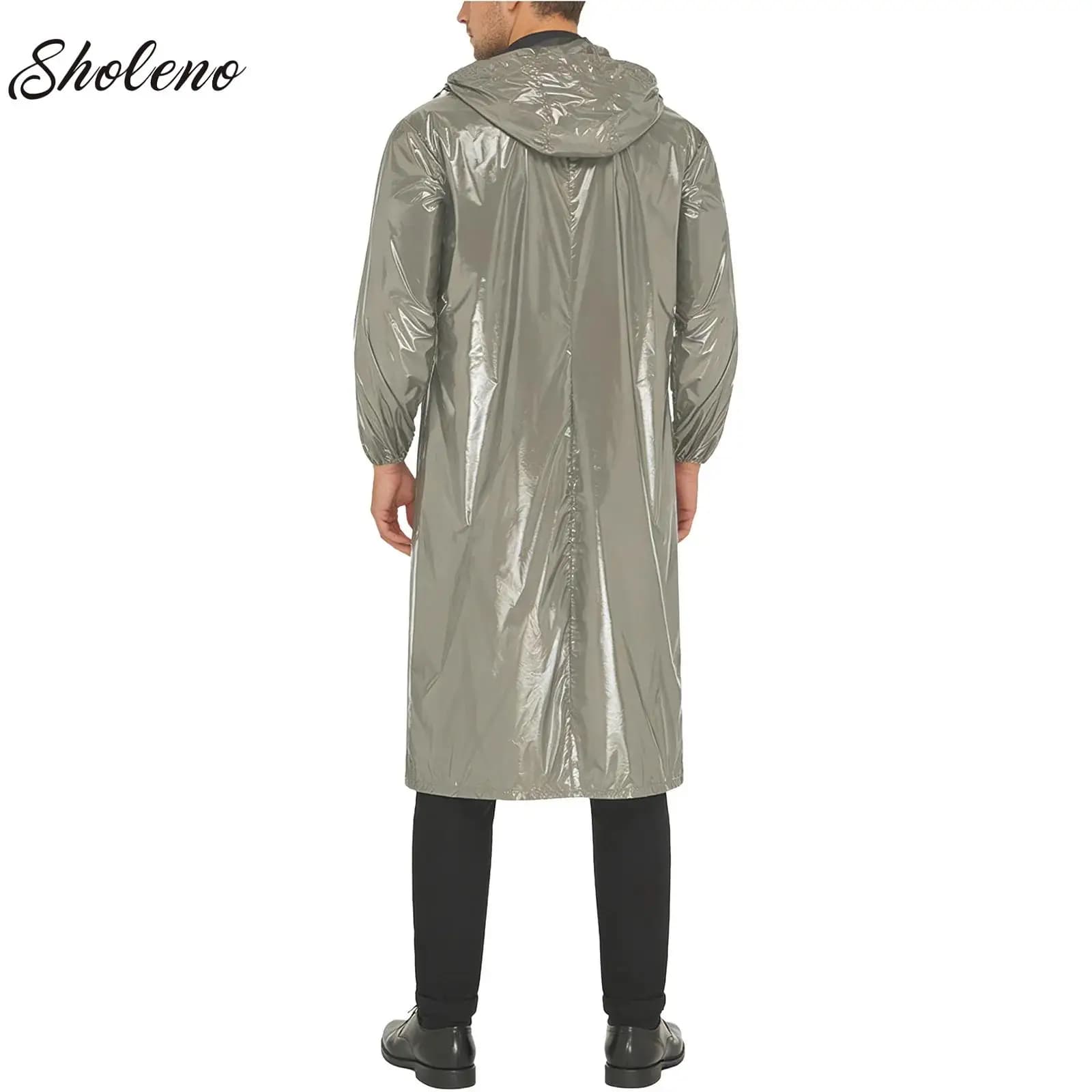 Manteau imperméable pour homme et femme, trench à capuche, manches longues, fermeture éclair sur le devant, léger, imperméable, veste longue, vêtements de travail, poncho de camping