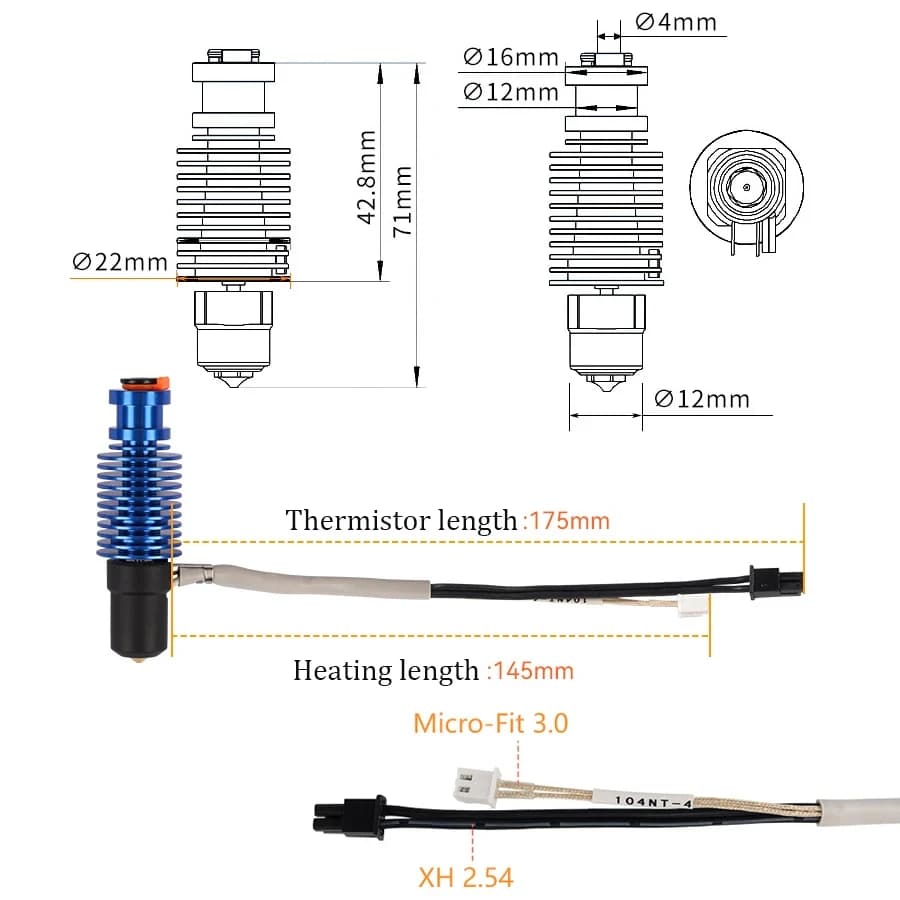 Kit Hotend volcan 24V 50W 60W E3D V6 pour imprimante 3D Voron 2.4, tête d'impression à noyau chauffant en céramique pour Voron Prusa MK3S Ender 3 CR10