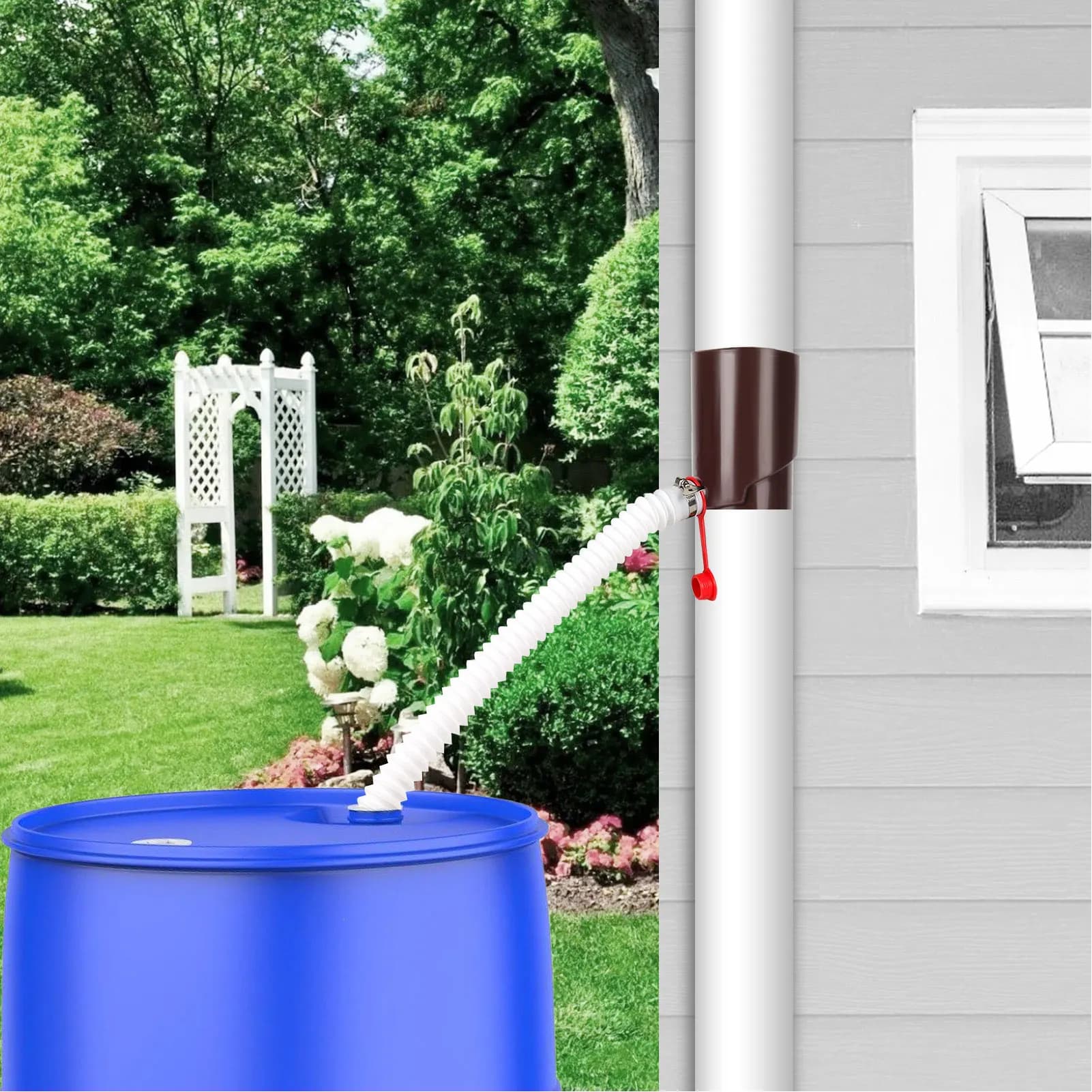 Système de collecte d'eau de pluie, installation facile, déviateur d'eau de pluie polyvalent et efficace, professionnel, réutilisable pour l'irrigation