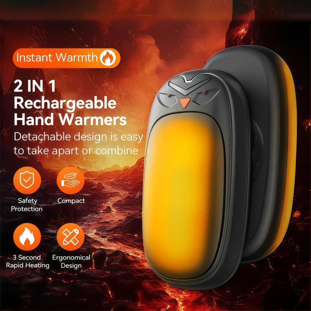 Chauffe-mains électrique 2000mAh x 2, Rechargeable, 2 paquets, chauffe-mains, noël, plein air, chasse, Golf, Camping