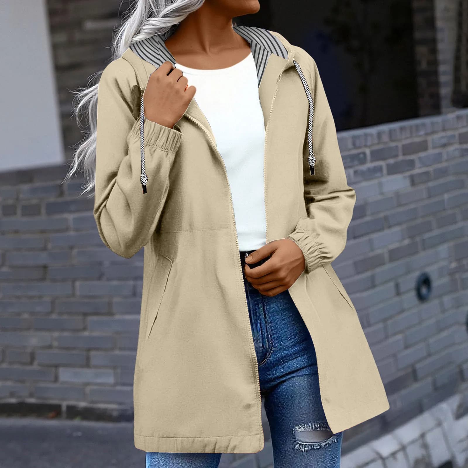 Veste de pluie respirante pour femme, coupe-vent léger, veste d'été, veste de randonnée en plein air, coupe-vent fin, vêtements d'été pour femme