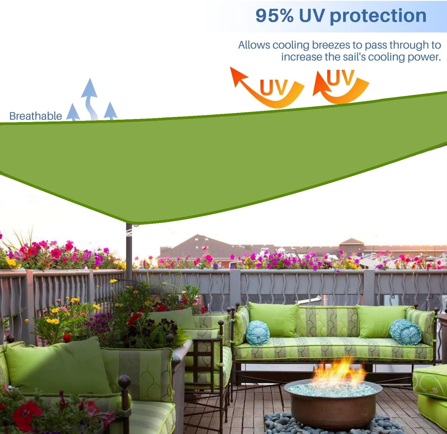 Voile d'ombrage triangulaire imperméable verte