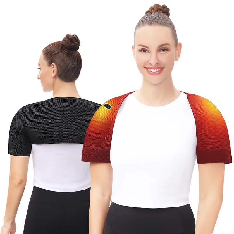 Support d'épaule chauffant massant à 3 vitesses avec chaleur et vibrations pour soulager les douleurs musculaires et l'arthrite, aide à la récupération sportive, idéal pour les amateurs de fitness et 