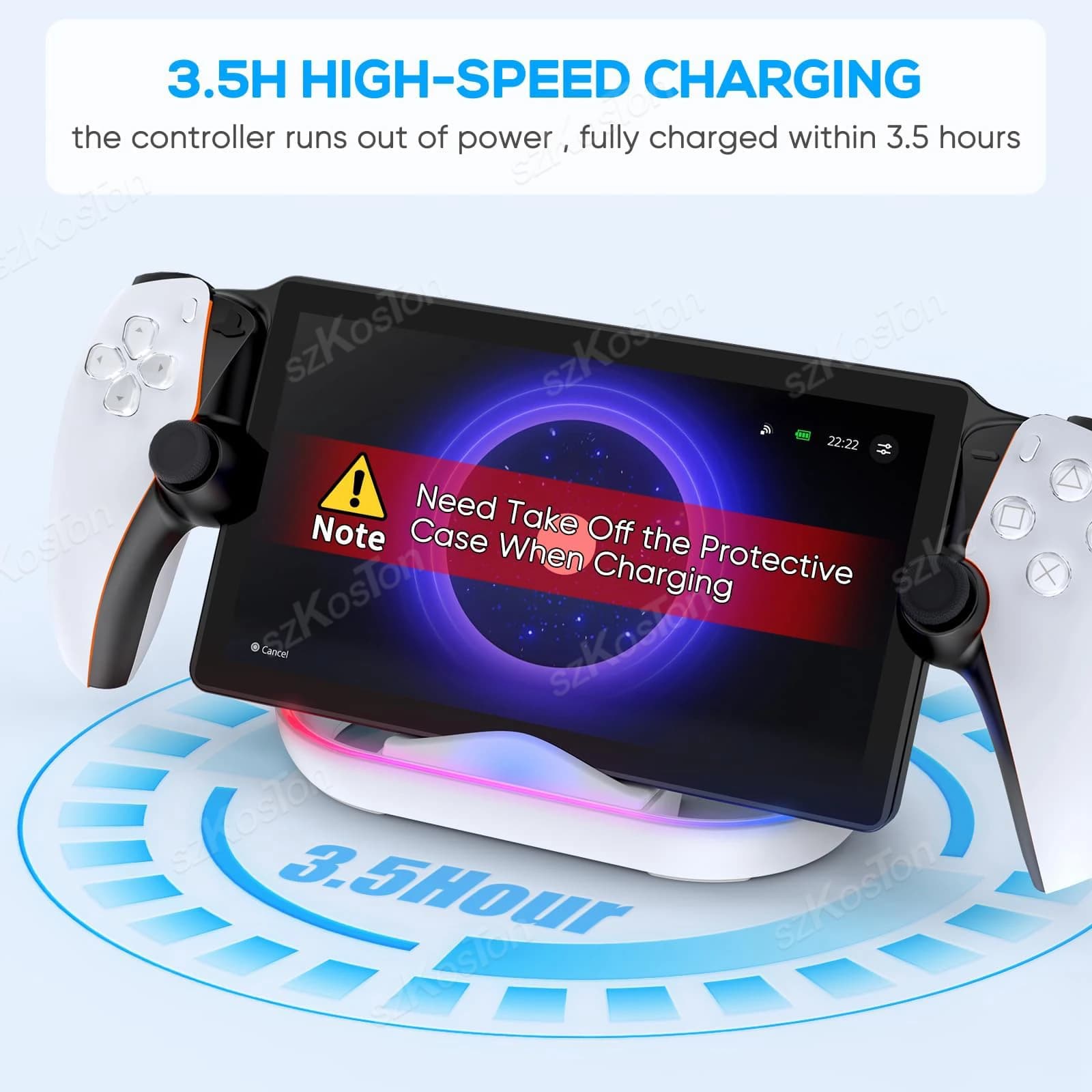 Station de chargement pour support de chargeur de portail Playstation avec lumière RGB et câble de chargement USB C pour accessoires de portail PS5