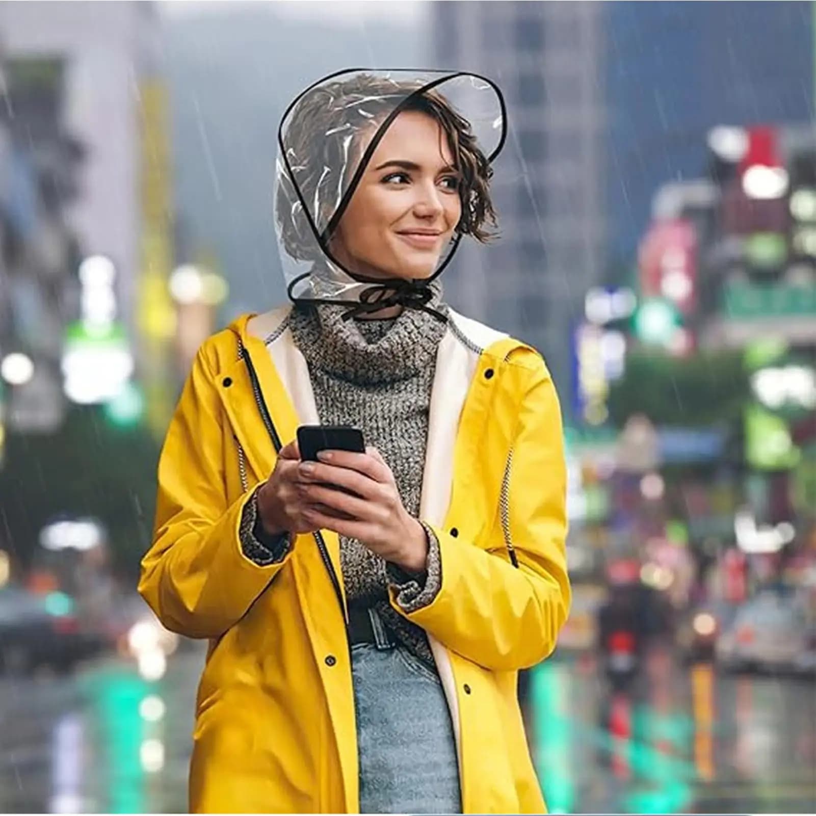 Chapeau de pluie réutilisable transparent avec visière, imperméable, pour femme, petite amie, mère, voyage