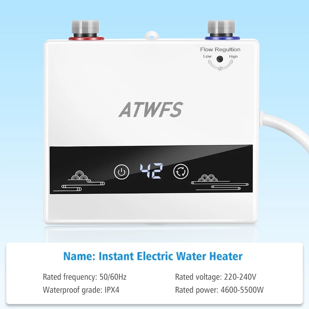 ATWFS chauffe-eau instantané 220V 4600W radiateurs électriques portables pour salle de bain douche d'eau chaude et chauffage de cuisine à domicile