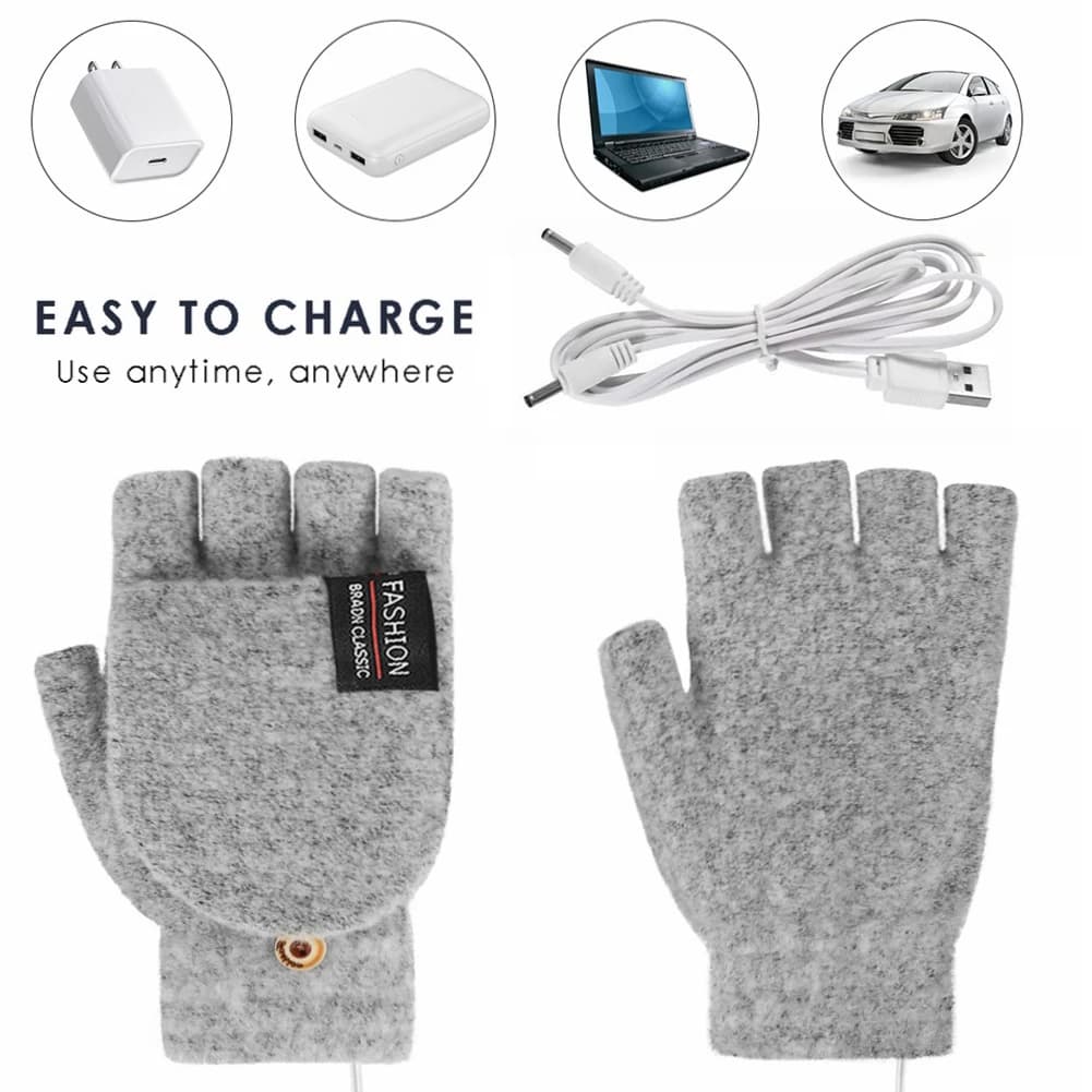 Gants chauffants électriques chauffe-mains mitaines chauffantes rechargeables USB réutilisables hiver chaud chauffage ordinateur portable pour femmes hommes