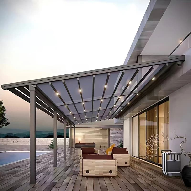 Offre Limitée - Auvent Rétractable Motorisé en Aluminium - Pergola Extérieure - Terrasse - Jardin - Protection Contre le Soleil - Capteur de Vent et de Pluie - Prêt à l'emploi
