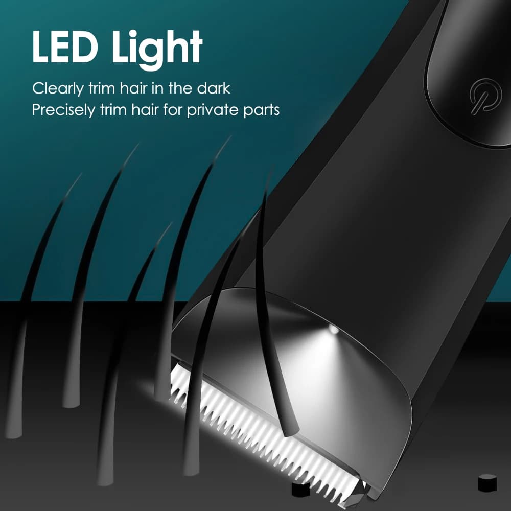 Machine de coupe de cheveux tondeuse à barbe rasoir électrique pour hommes zones intimes Machine de rasage de cheveux tondeuse de sécurité lumière LED