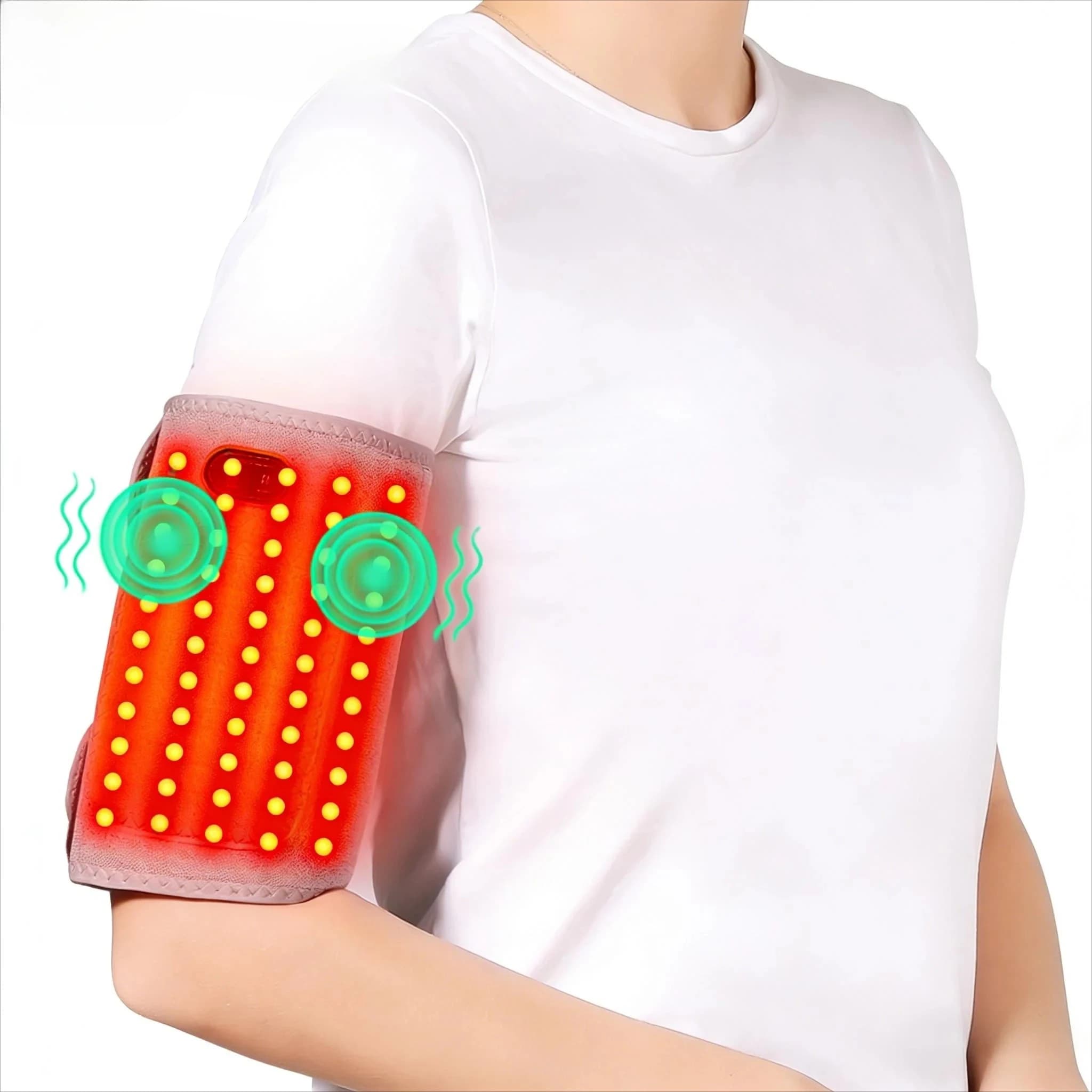 Ceinture chauffante et massante à lumière rouge pour bras, flexible, à chauffage rapide, enveloppante, avec 3 niveaux de chauffage et 3 réglages de minuterie