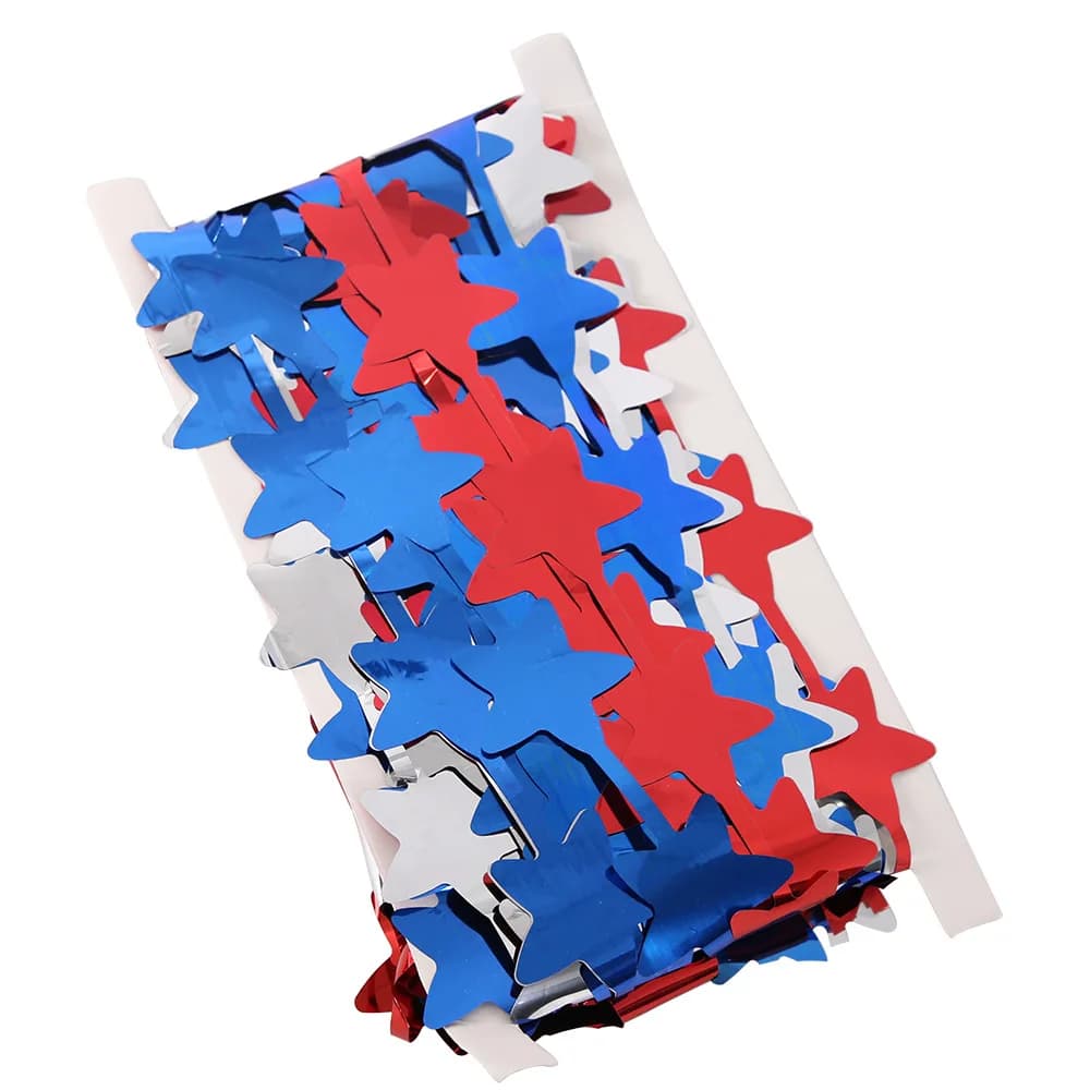 Lot de 10 rideaux de pluie de confettis en forme d'étoiles rouges, décorations pour la fête de l'Indépendance, guirlande de fond, décorations pour la maison