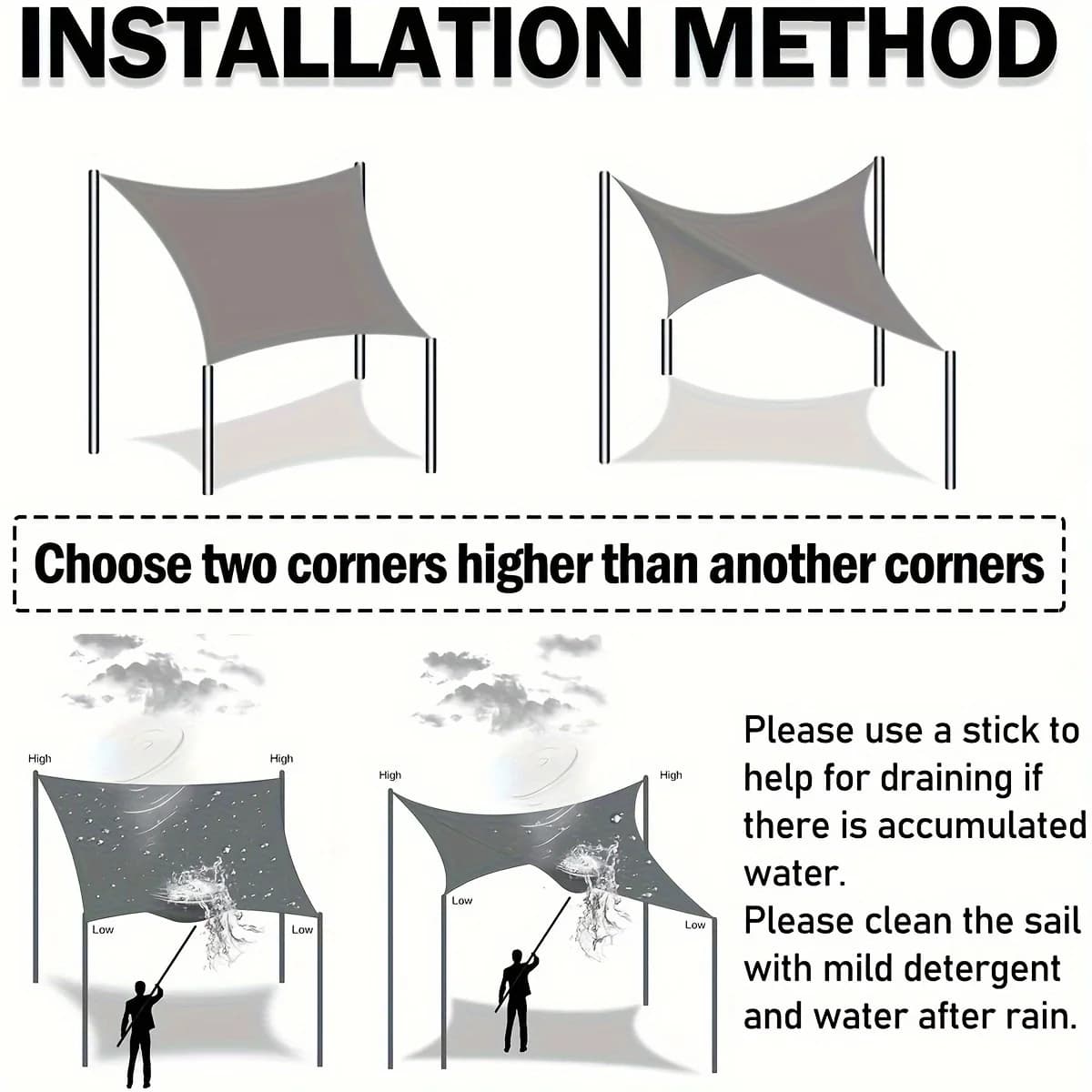 Auvent imperméable Voile d'ombrage pour jardin extérieur