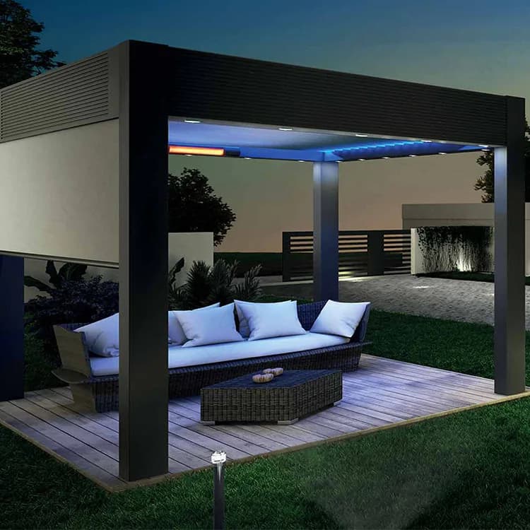 Pergola et gazébo modernes d'extérieur en aluminium à vendre bioclimatique étanche électrique