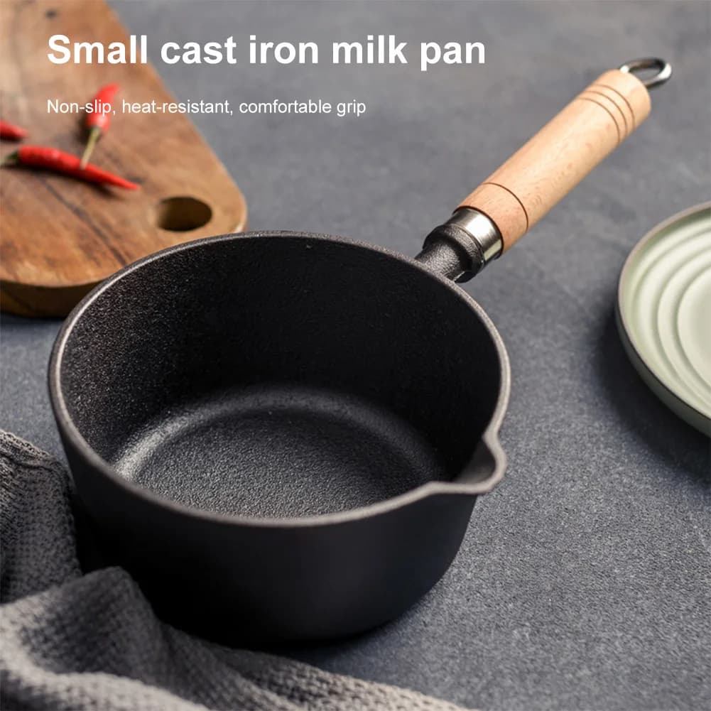 Poêle à Lait en Fonte avec Bec Verseur, Antiarina, à Huile Chaude, Fondoir, Casserole de Cuisson, pour Verser l'Huile, Lait, Chauffage, Friture