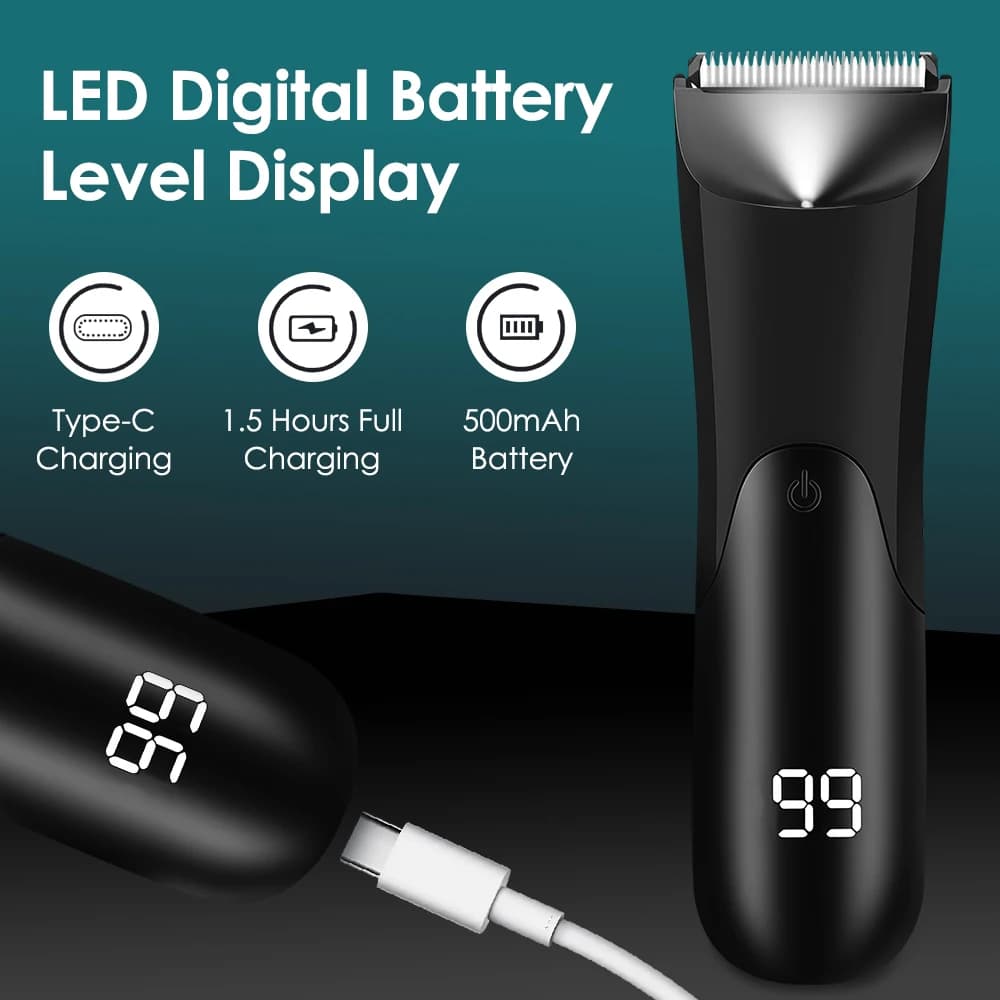 Machine de coupe de cheveux tondeuse à barbe rasoir électrique pour hommes zones intimes Machine de rasage de cheveux tondeuse de sécurité lumière LED