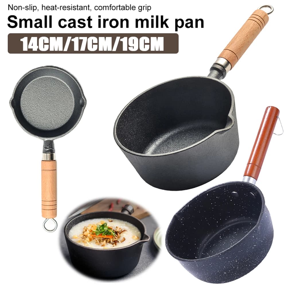 Poêle à Lait en Fonte avec Bec Verseur, Antiarina, à Huile Chaude, Fondoir, Casserole de Cuisson, pour Verser l'Huile, Lait, Chauffage, Friture