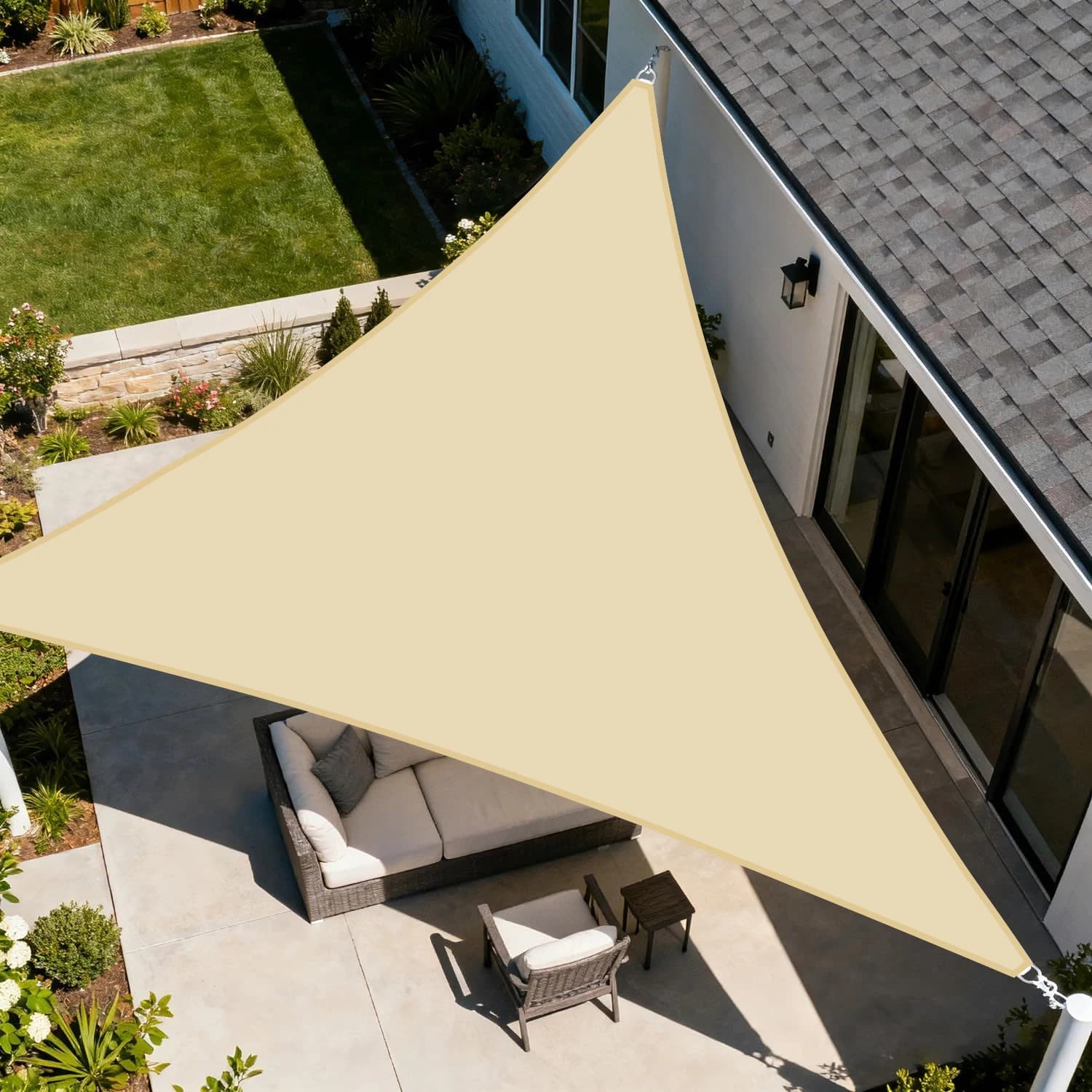 Voile d'ombrage triangulaire imperméable verte
