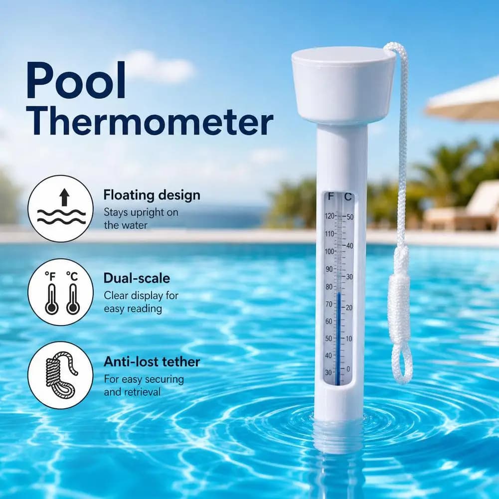 Thermomètre flottant pour piscine, conçu pour les piscines, les spas, les fontaines, thermomètre de température de l'eau avec cordon pour spas et bains à remous
