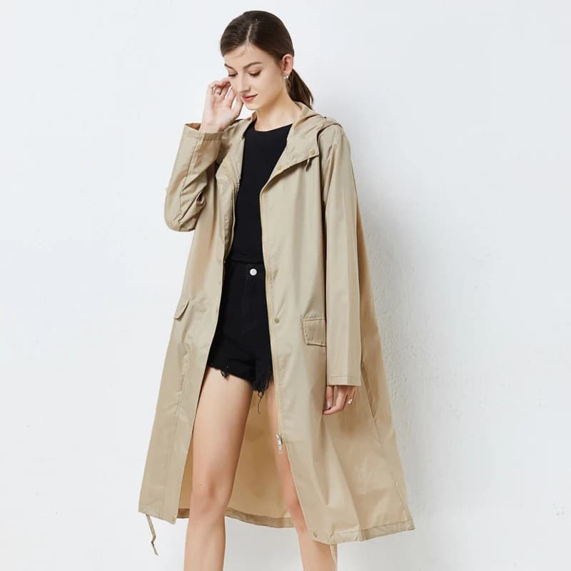 Poncho imperméable à capuche léger pour hommes et femmes, veste coupe-vent, manteau respirant avec fermeture éclair, vêtements de pluie, vêtements d'extérieur