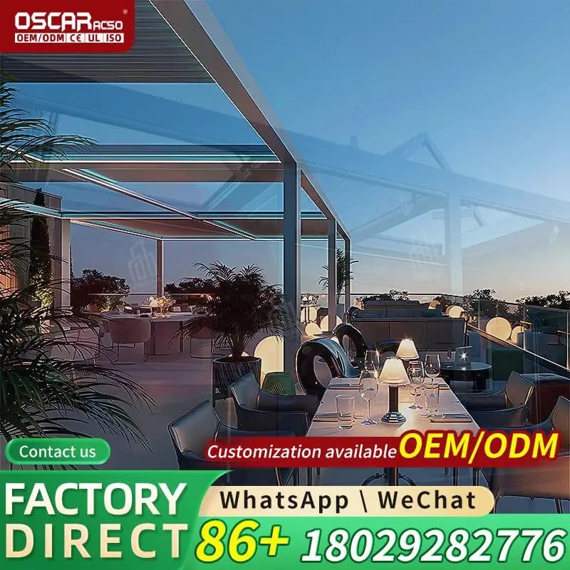 Pergola lamelle à persiennes en porte-à-faux automatisée en aluminium 20X14