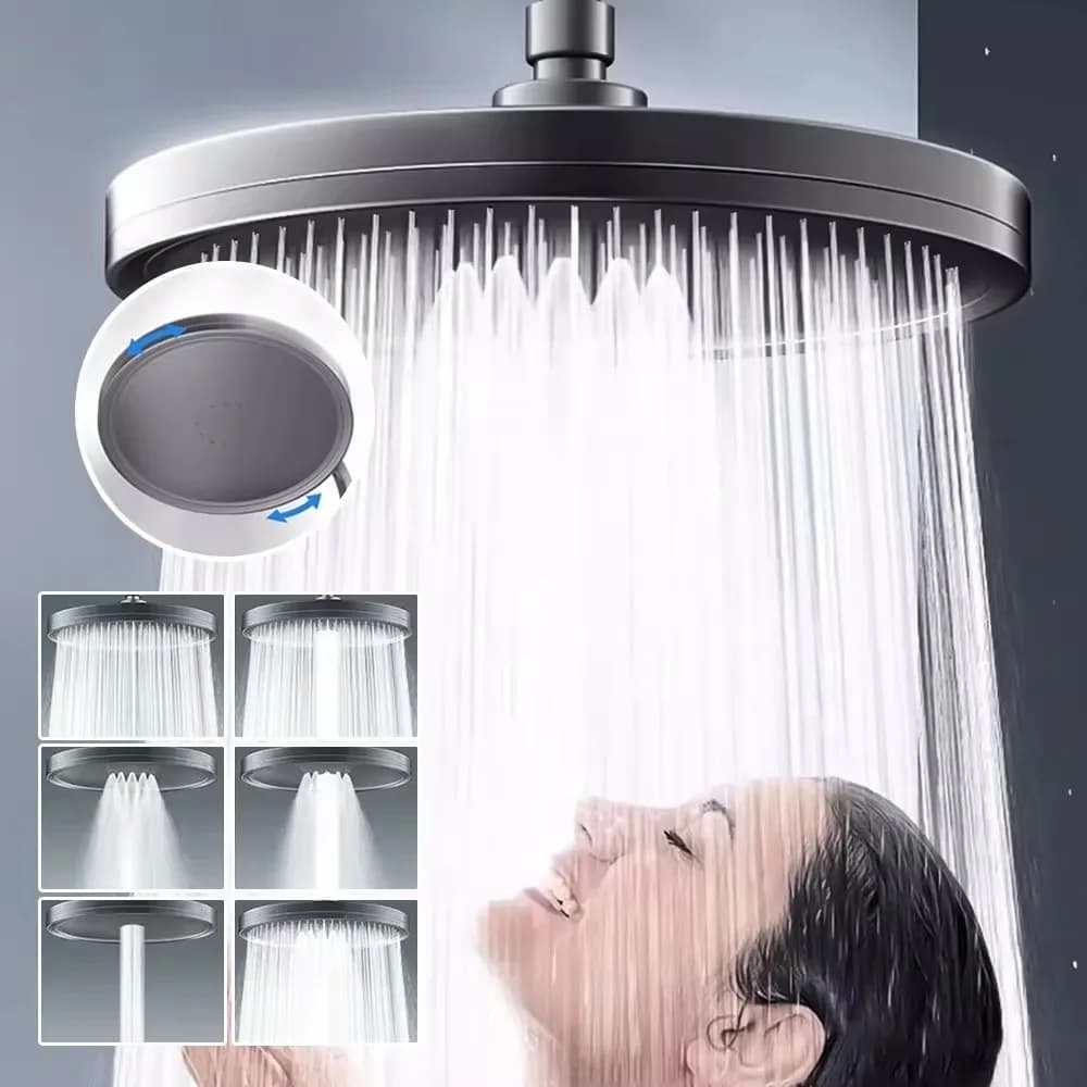 Nouveau Pommeau de douche à effet de pluie 6 Modes salle de bain pomme de douche à haute pression °   Accessoires de robinet de douche à pulvérisation supérieure rotative