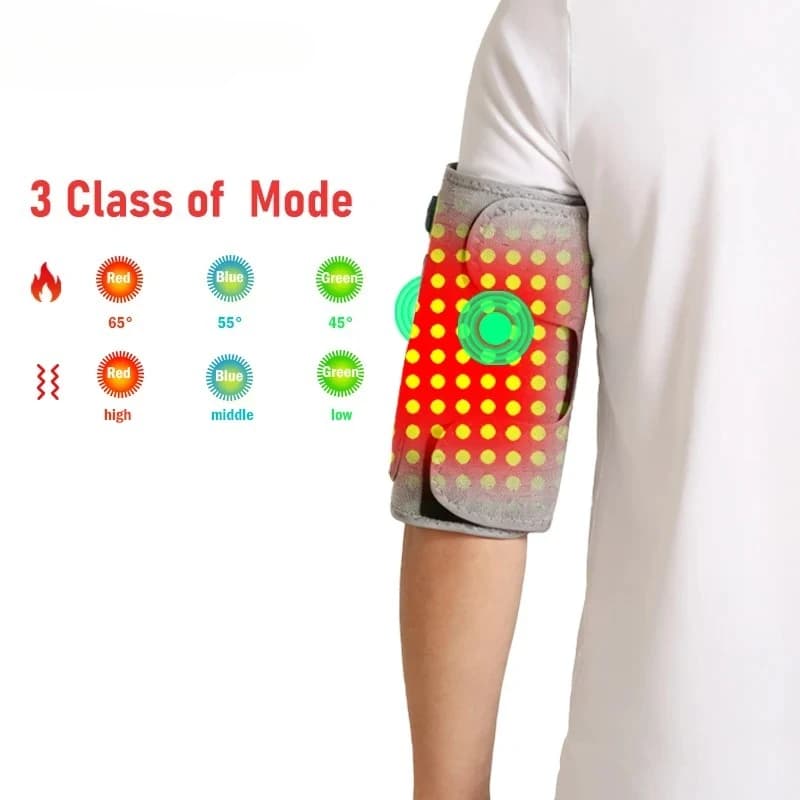 Ceinture chauffante et massante à lumière rouge pour bras, flexible, à chauffage rapide, enveloppante, avec 3 niveaux de chauffage et 3 réglages de minuterie